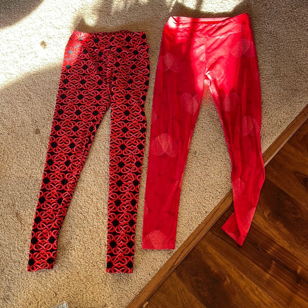 Lularoe red leggings one size fits all (price includes both)